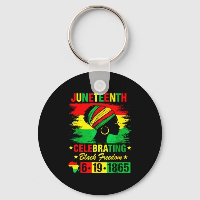 Chaveiro Juneteenth 19 de junho de 1865 afro-americano  (Frente)