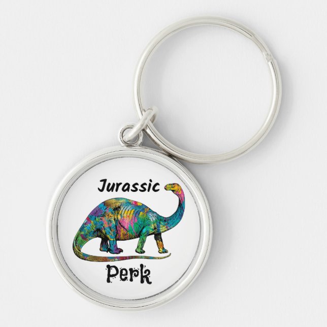 Chaveiro Jurassic Perk Colorido Dinossauro Branco (Frente)