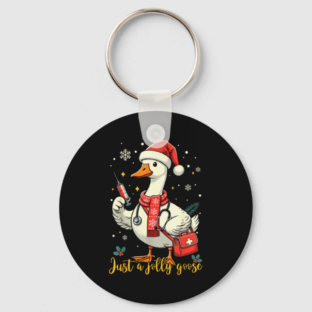 Chaveiro Just A Jolly Goose Nurse Christmas Funny Goose Nur (Frente)