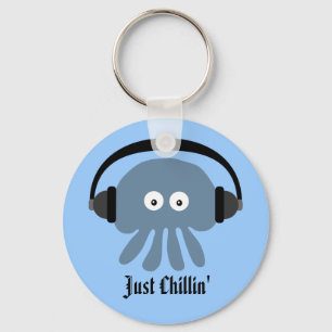 Chaveiro Just Chillin' Blue Jellyfish With Headphones