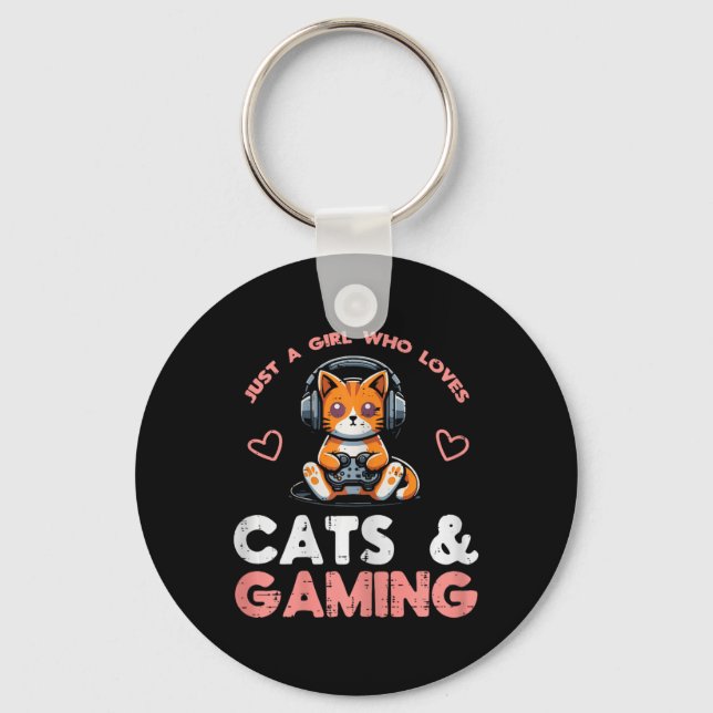 Chaveiro Just Girl Who Loves Cats Gaming Gamer Girls Kids W (Frente)