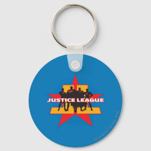 Chaveiro Justice League Silhouettes and Star Background