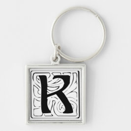 Chaveiro K Monogramm schwarz weiß Schlüsselanhänger