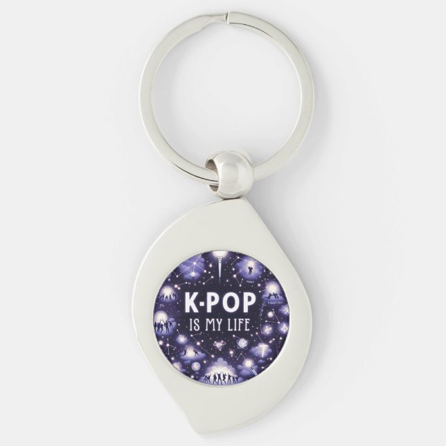 Chaveiro K-pop é minha vida flutuando entre as estrelas (Frente)