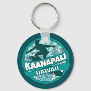 Chaveiro Kaanapali Hawaii - logotipo do surfer teal chaveir