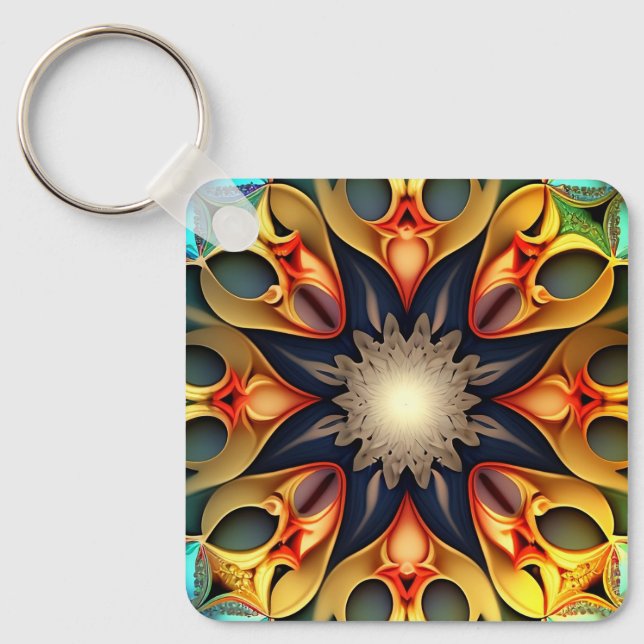 Chaveiro Kaleidoscope Mandala Flower Design- 23091 (Frente)