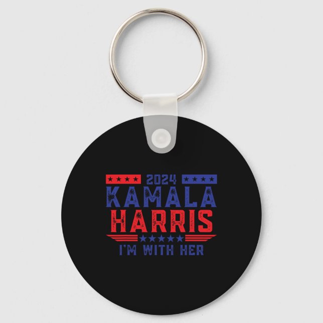 Chaveiro Kamala Harris Estou com a eleição dela em 2024 (Frente)