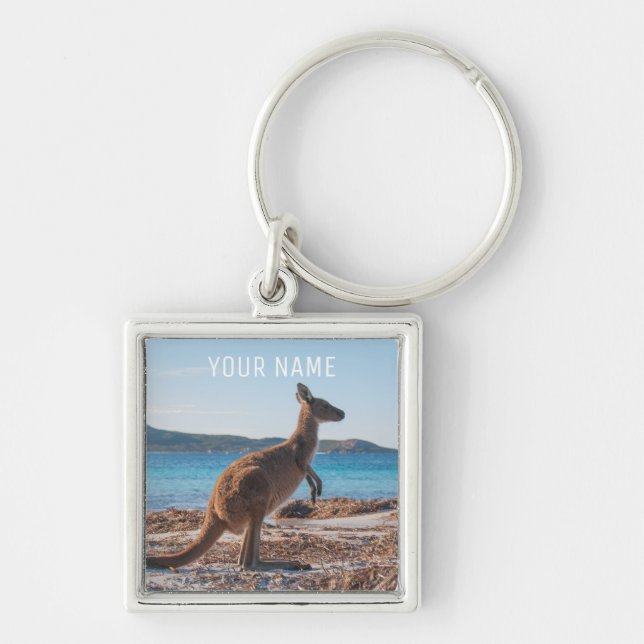 Chaveiro Kangaroo na praia, Baía de Lucky, Austrália (Frente)