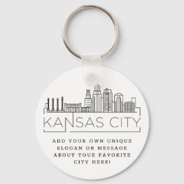 Chaveiro Kansas City Stylized Skyline | Slogan Personalizad