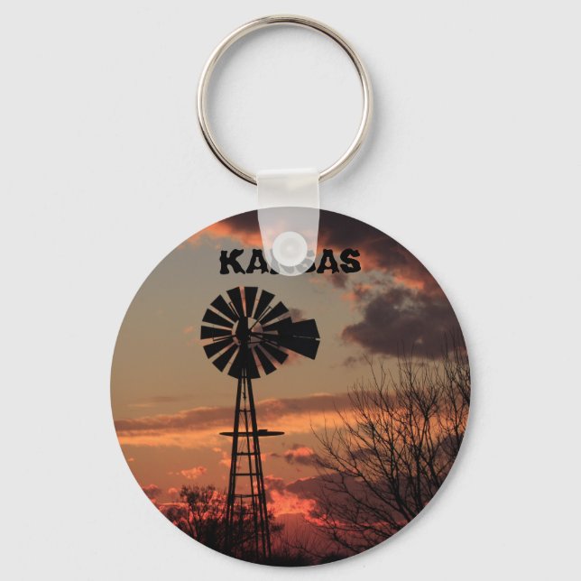 Chaveiro Kansas Windmill Sunset (Frente)