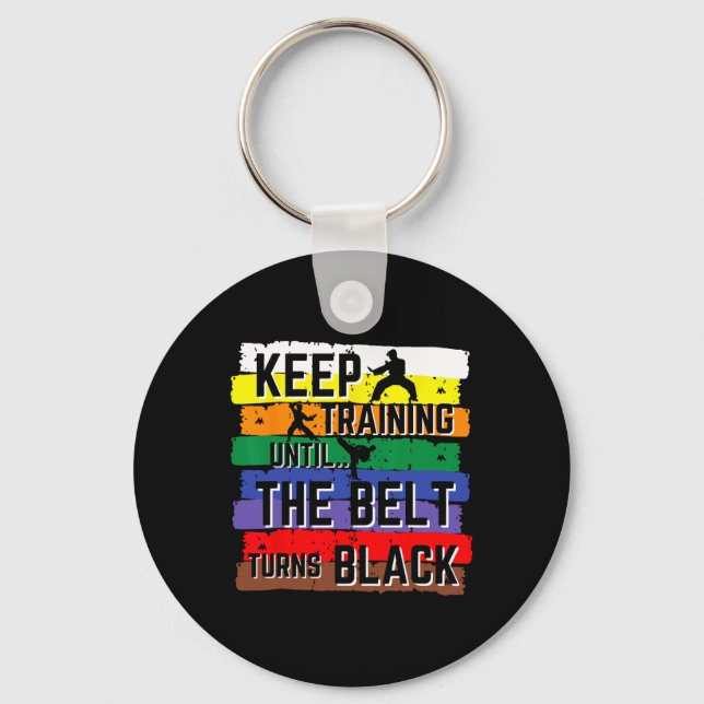 Chaveiro Karate Gifts Keep Training Until The Belt Turns Bl (Frente)