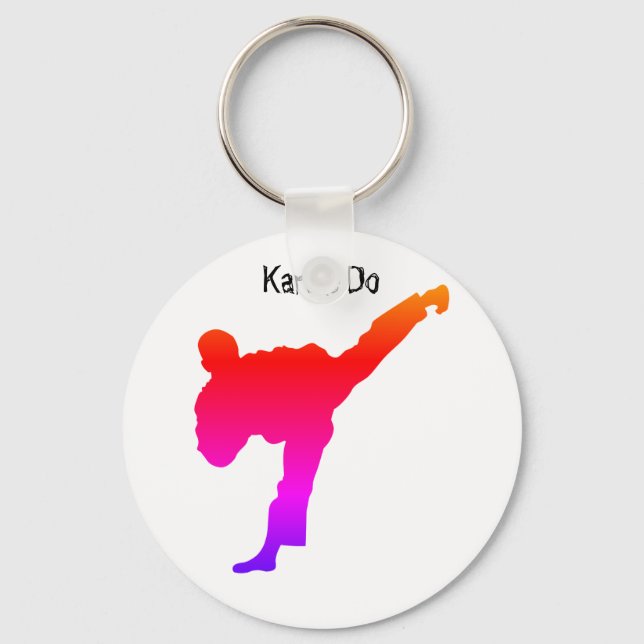 Chaveiro Karate Silhouette Martial Artes Gradientes Roxo Ve (Frente)