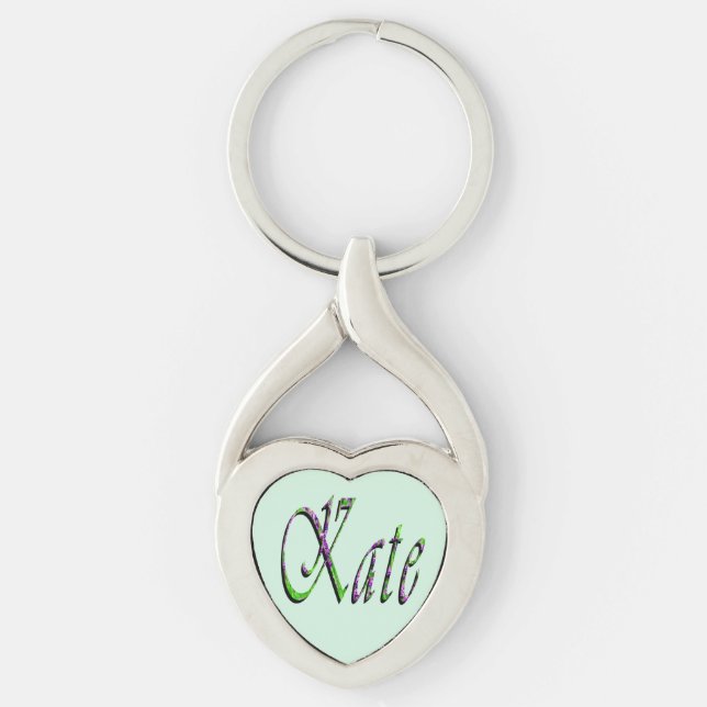 Chaveiro "Kate" Floral Lavanda Nome Kate, (Frente)