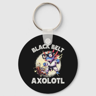 Chaveiro Kawaii Axolotl Faixa Preta Caratê Kickboxing Artes