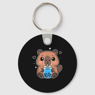 Chaveiro Kawaii Capybara Boba Bebe Boné de Animação Japonês