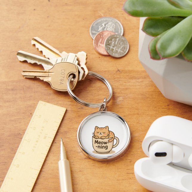 Chaveiro Kawaii Coffee Cat Keychain (Mesa)