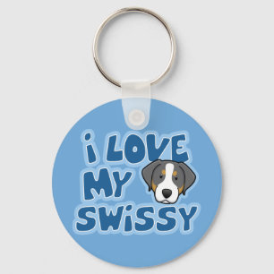 Chaveiro Kawaii eu amo meu Swissy