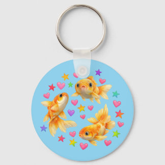 Chaveiro kawaii fofo y2k peixe dourado arco-íris