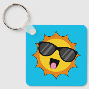 Chaveiro Kawaii Happy Sun com óculos escuros
