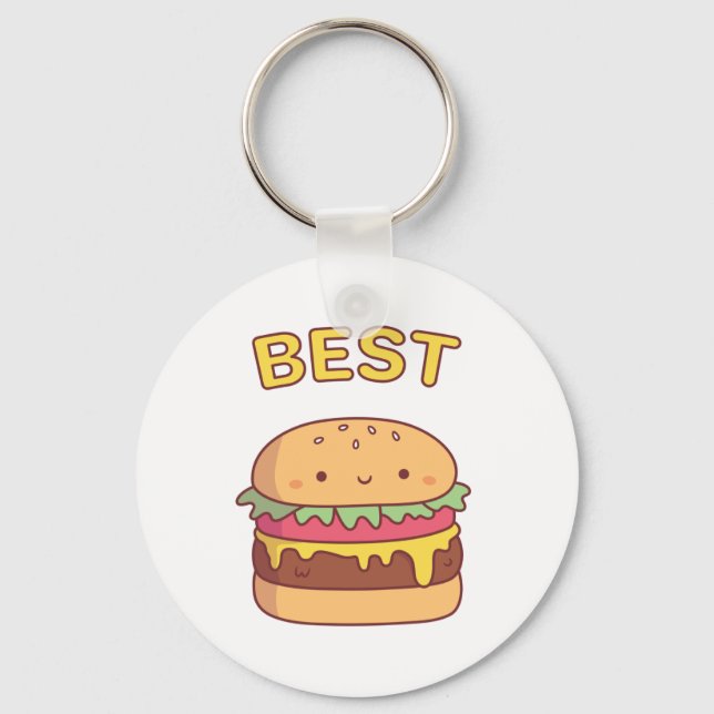 Chaveiro Kawaii Melhor Burger Doodle Combinando Melhor Amig (Frente)