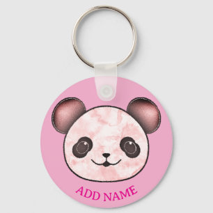 Chaveiro Kawaii Panda Desenhando A Rosa