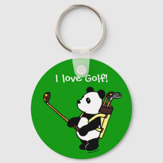 Chaveiro Kawaii Panda Golfer Personalizado