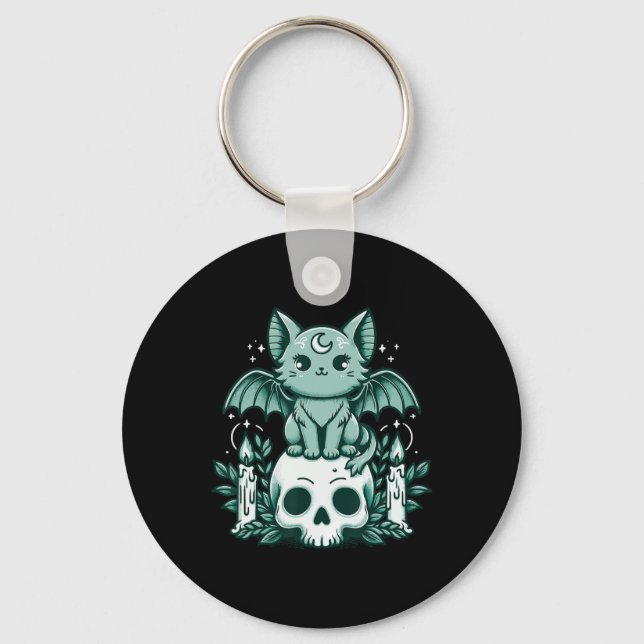 Chaveiro Kawaii Pastel Gótico Cute Creepy Skeleton (Frente)