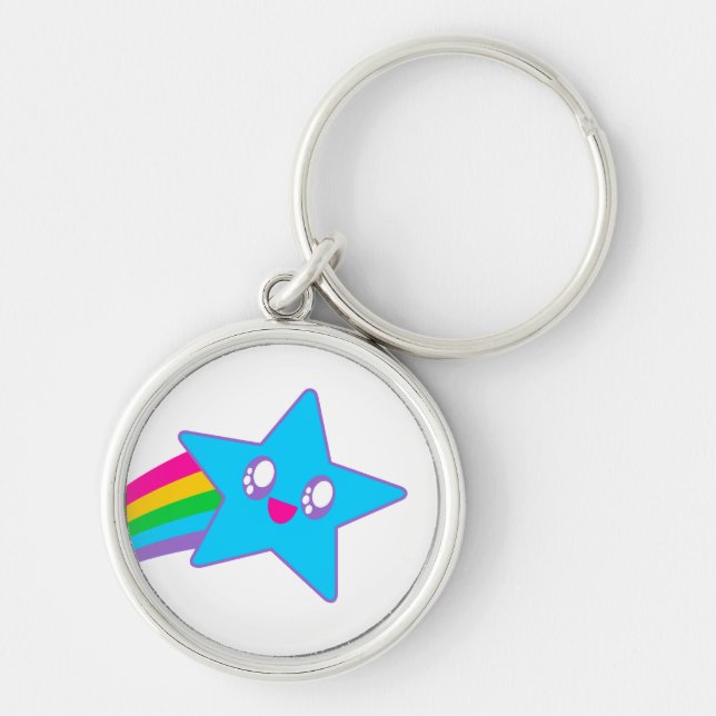 Chaveiro Kawaii Rave Neon Estrela Arco-íris (Frente)
