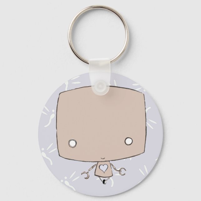 Chaveiro Kawaii Robot (impressão de bombeiro roxo) (Frente)