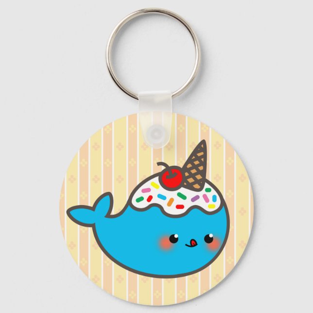 Chaveiro Kawaii Sorvete Narwhal (Frente)