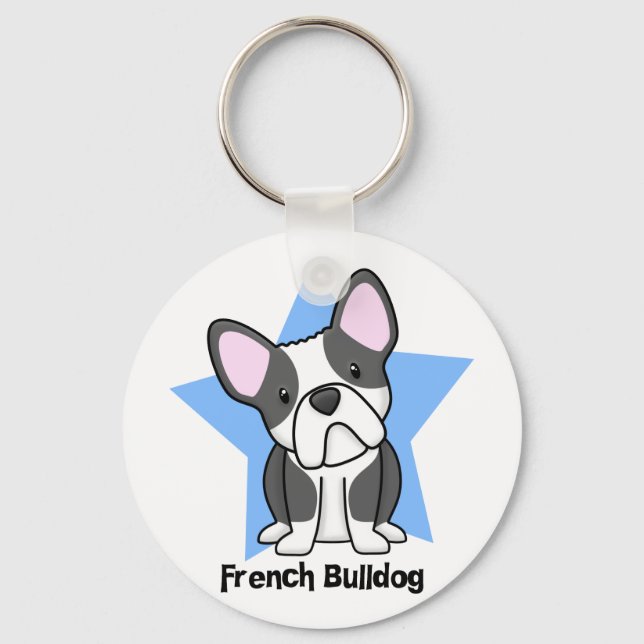 Chaveiro Kawaii Star BW Buldogue Francês (Frente)