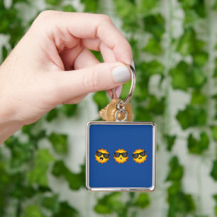 Chaveiro Kawaii Sun com óculos Sunglass Happy Emoji Faces