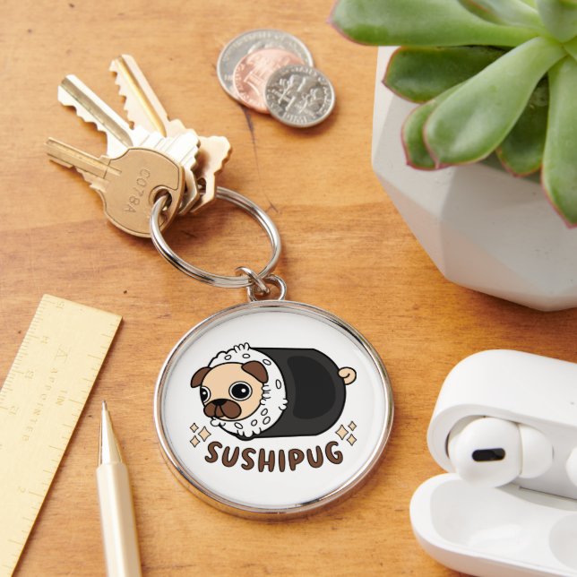 Chaveiro Kawaii Sushi Pug Mashup Funny Dog Lover Gift (Mesa)