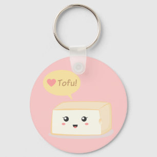 Chaveiro Kawaii tofu pedindo às pessoas que amem tofu