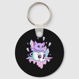 Chaveiro Kawaii Witchy Cat Fofo Gótico Pastel Cats Sku