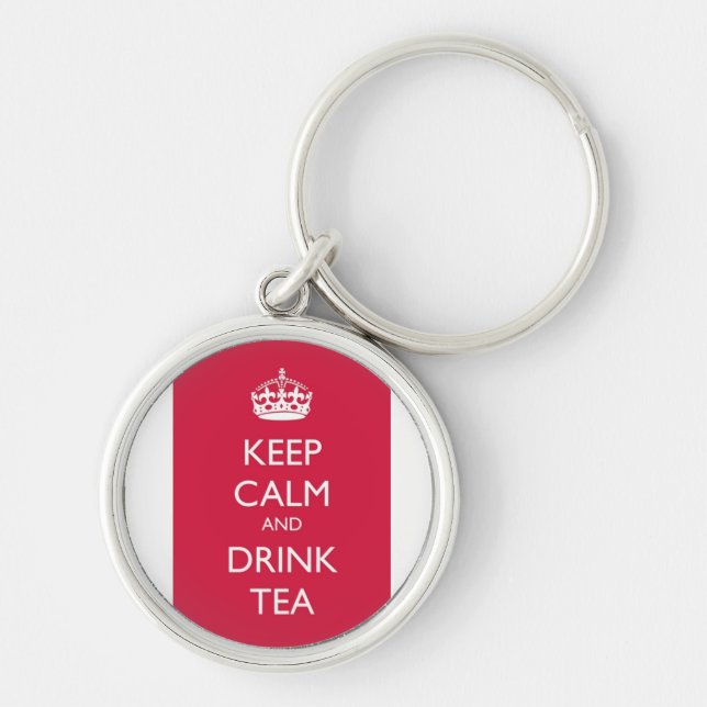 Chaveiro keep calm and drink tea rosa (Frente)