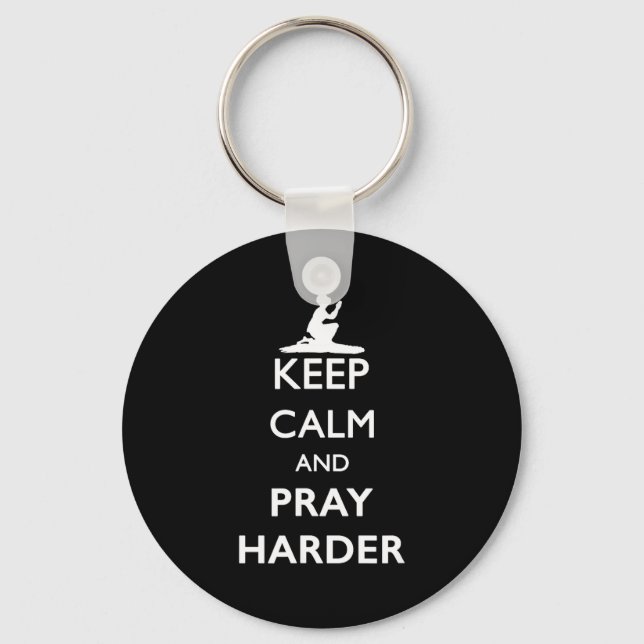 Chaveiro Keep Calm And Pray Harder  (Frente)