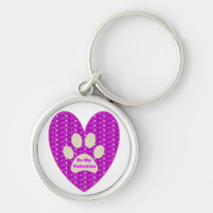 Chaveiro Key Chain Paw Heart Pink White Be My Valentine