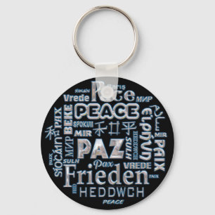Chaveiro Key Ring com design de paz em vários idiomas