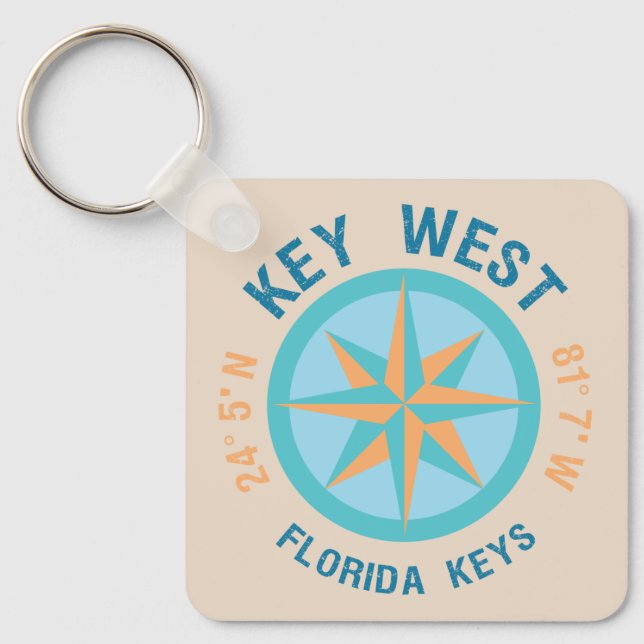 Chaveiro Key West Florida Latitude e Longitude (Frente)