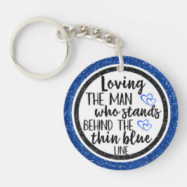 Chaveiro Keychai Policial Thin Blue Line Com Amor Acrílico 