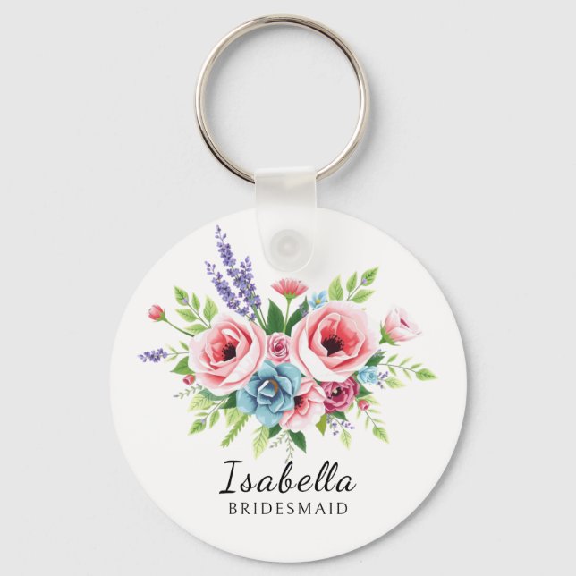 Chaveiro Keychain for bridesmaids, Gift for bride, floral (Frente)