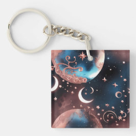 Chaveiro Keychain - Rose Gold Celestial Moon