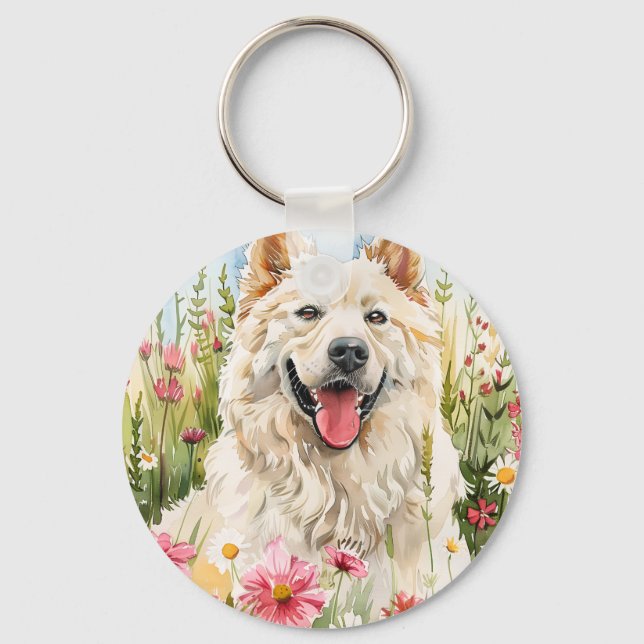 Chaveiro Keychain – Samoyed Watercolor Dog Bag Charm (Frente)