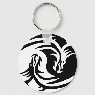 Chaveiro Keychain Yin Yang Dragons Button