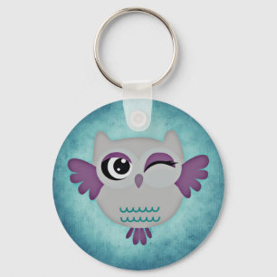 Chaveiro Keyring azul pisc bonito da coruja