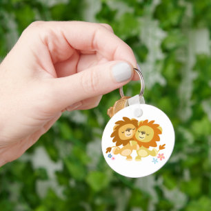 Chaveiro Keyring bonito do tango de dois leões dos desenho