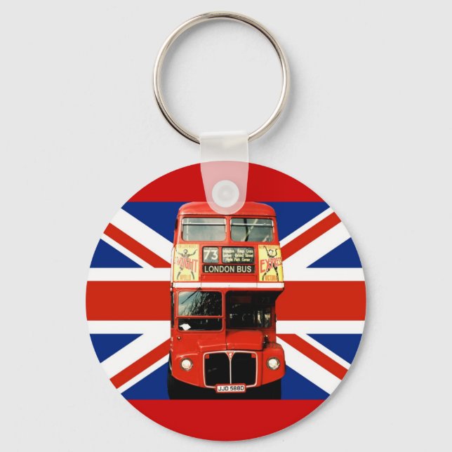 Chaveiro Keyring com barramento e bandeira britânica (Frente)
