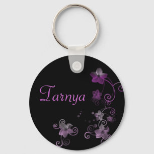 Chaveiro Keyring conhecido personalizado - flores roxas