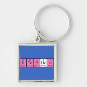 Chaveiro keyring de nome de mesa periódica Stephen
